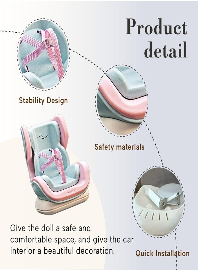 FENNIDICE Doll Car Seat for 17cm Dolls, Cute Toy Car Seat with Clip and Removable Magnetic Base Stand, Car Interior Decor for Doll Toy Ornament Display (Blue Pink) - Image 3
