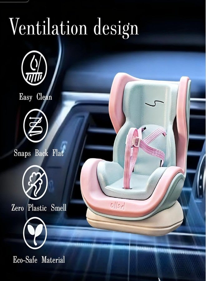 FENNIDICE Doll Car Seat for 17cm Dolls, Cute Toy Car Seat with Clip and Removable Magnetic Base Stand, Car Interior Decor for Doll Toy Ornament Display (Blue Pink) - Image 5