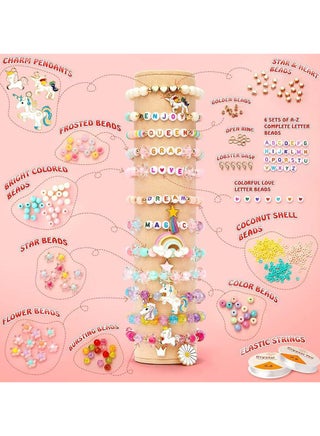 DIY Beaded Jewelry Accessories Kit, Bead Stringing DIY Bracelet Materials Set with 24 Grid + Alphabet Beads for Kids - view 2