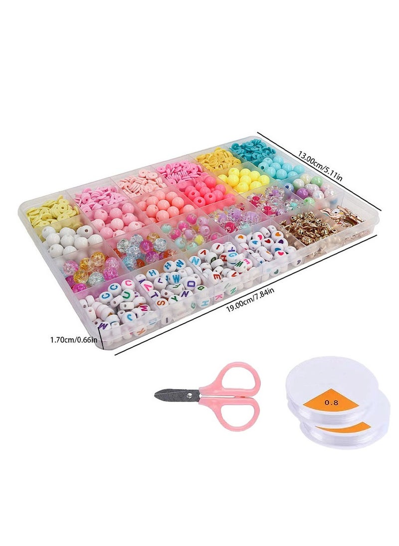 Healife DIY Beaded Jewelry Accessories Kit, Bead Stringing DIY Bracelet Materials Set with 24 Grid + Alphabet Beads for Kids  - Image 1