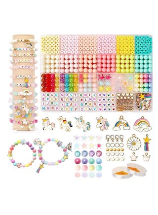 DIY Beaded Jewelry Accessories Kit, Bead Stringing DIY Bracelet Materials Set with 24 Grid + Alphabet Beads for Kids - view 5