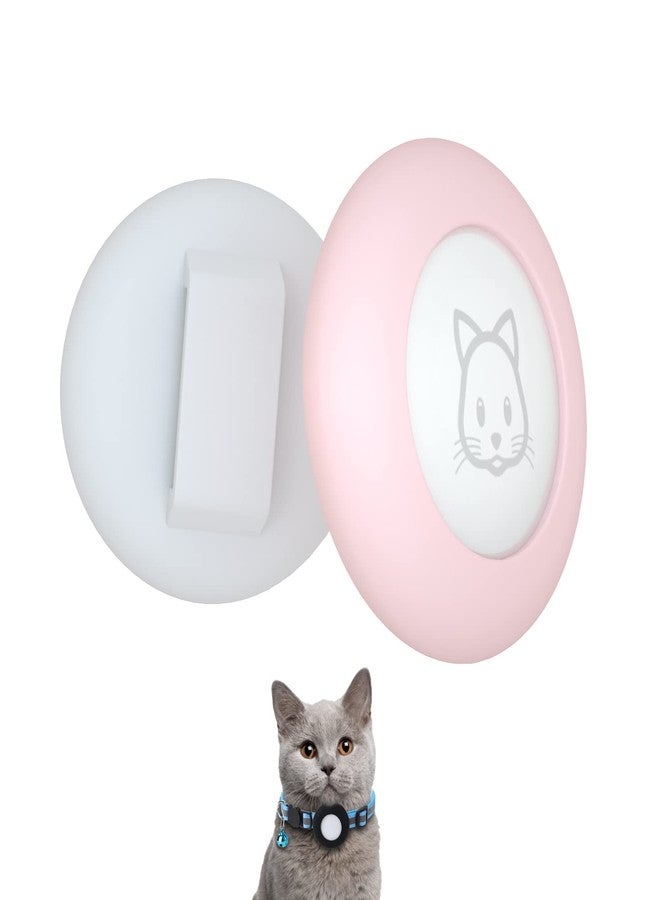 SimpleThings 2022 AirTag Cat Collar Holder, Small AirTag Compatible Case, 2Pack Waterproof Cover for Pet Collar Within 3/8 inch (Pink&White) - Image 1