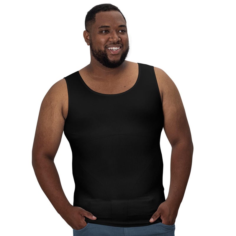 QORE LOGIQ Gynecomastia Compression Shirts for Men - Sleeveless Slimming Undershirts Tummy Control and Body Shaper Tank Top Black 4XLT (Tall Fit) - Image 1