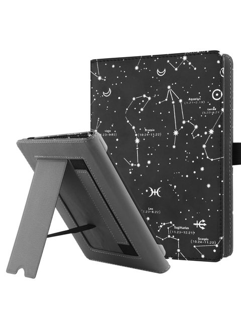 Universal Stand Case for 6-6.8 inch eReaders,Premium PU Leather Sleeve Stand Cover with Handstrap Compatible with All 6" 6.8" Paperwhite/Kobo/Tolino/Pocketook/Sony E-Book Reader-COS, black