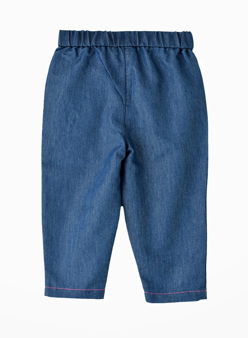 Jelliene Girls' Denim Butterfly Embroidered Pants