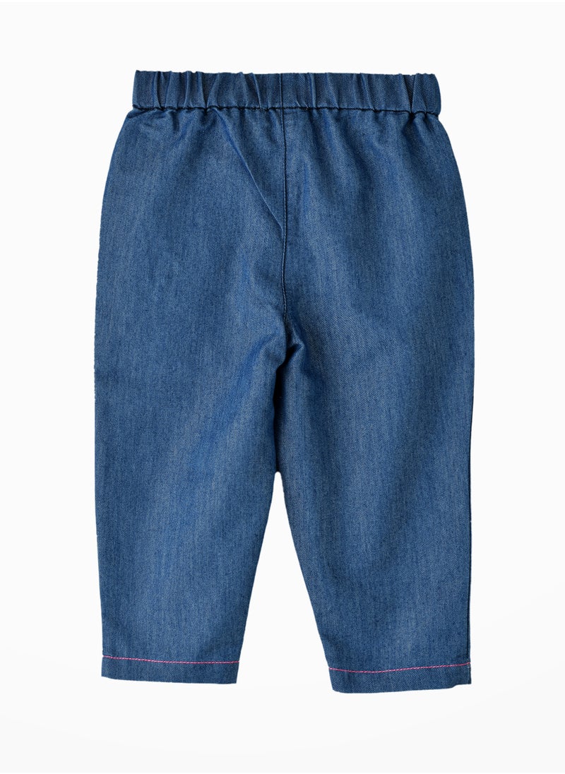 Jelliene - Girls' Denim Butterfly Embroidered Pants - Image 1