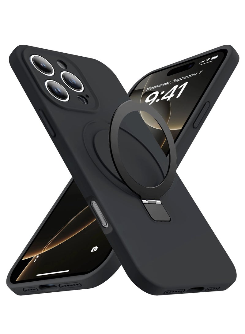 Eligo iPhone 16 Pro Max MagSafe Case Black Soft Silicone Shockproof Cover with Magnetic Invisible Kickstand Full Protection for Everyday Use - Image 1