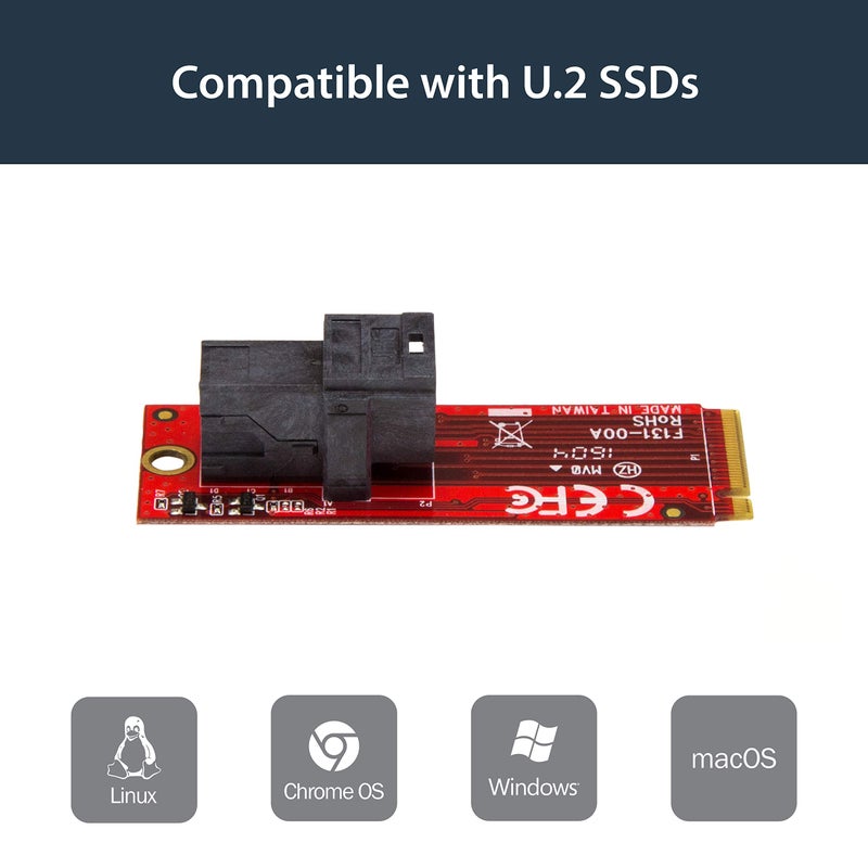 StarTech.com U.2 to M.2 Adapter - for 1 x U.2 PCIe NVMe SSD - M.2 PCIe x4 Host Interface - U.2 SSD - M.2 PCIe Adapter - U.2 Drive , TAA (M2E4SFF8643) - Image 3