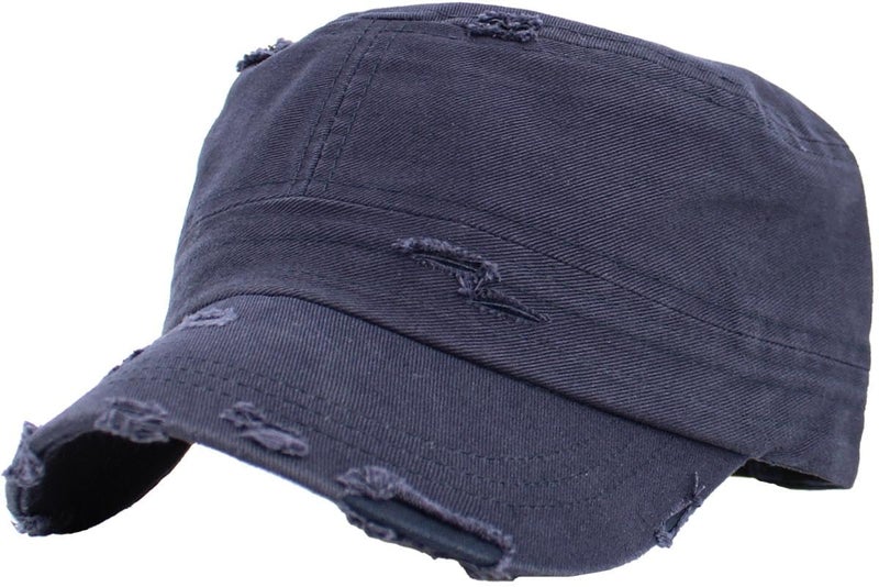 KBETHOS KBK-1466 NAV Vintage Distressed Cadet Army Cap Basic Everyday Military Style Hat - Image 1
