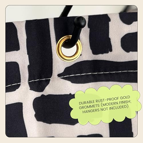 Worthwhile Goods Modern Black and Ivory Brushstroke Print Shower Curtain - Abstract Minimalist Pattern - Neutral Design - Trendy Fabric Shower Curtain for Any Bathroom - 72x72 Inches (Brushstroke) - Image 5