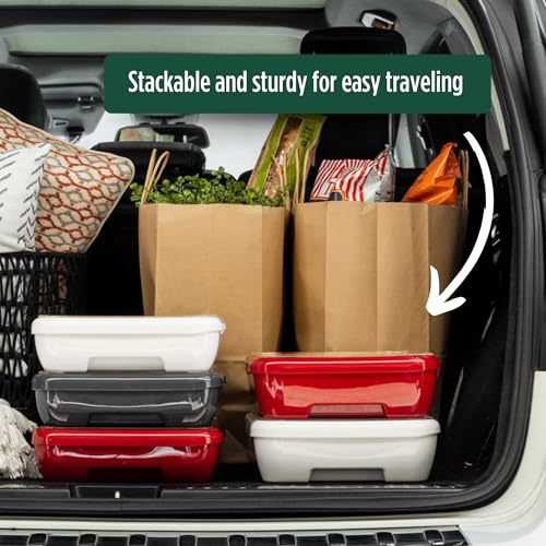 Fancy Panz Classic, Food Serving Tray, Made in the USA Foil Pan Carrier, Stackable Aluminum Pan Holders with Clear Lid, Travel Casserole Carrier With 1 Disposable Foil Pan & Serving Spoon, Green - Image 4