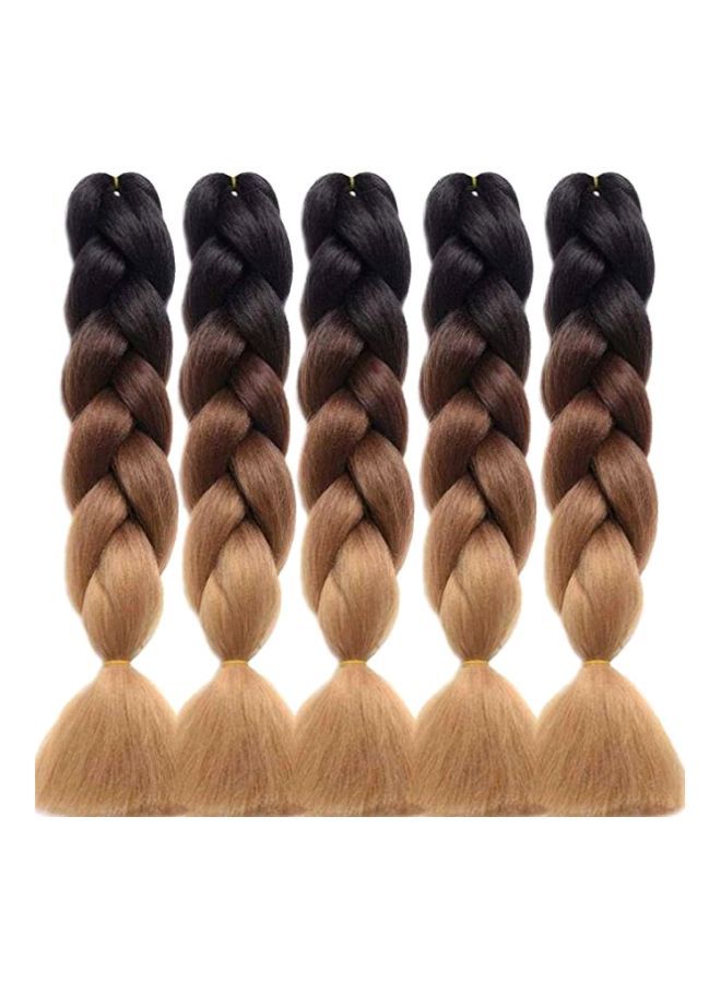 NIBEMINENT 5-Piece Jumbo Braided Hair Extension Set Beige/Brown/Black 60cm - Image 1