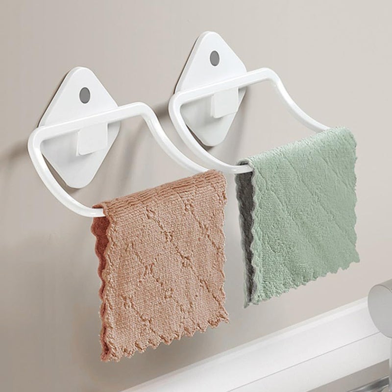 White Wall Mount Towel Rack No Drill Quick Drying For Bathroom Kitchen - Image 5