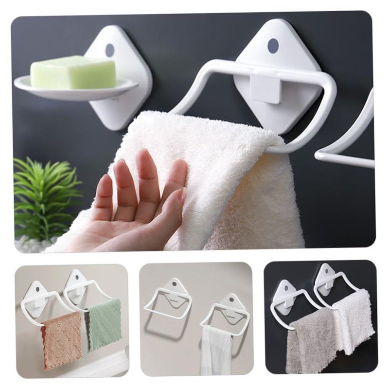 White Wall Mount Towel Rack No Drill Quick Drying For Bathroom Kitchen - Image 4
