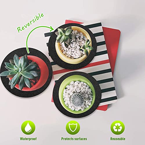 GREENSHEEP Plant Pot Coaster Mat - Reversible Waterproof Round Absorbent Felt Fabric Plant Pad for Gardening Indoor and Outdoor Pots 4/6/8/10 Inch (Dark Grey, 20 Pieces) - Image 4