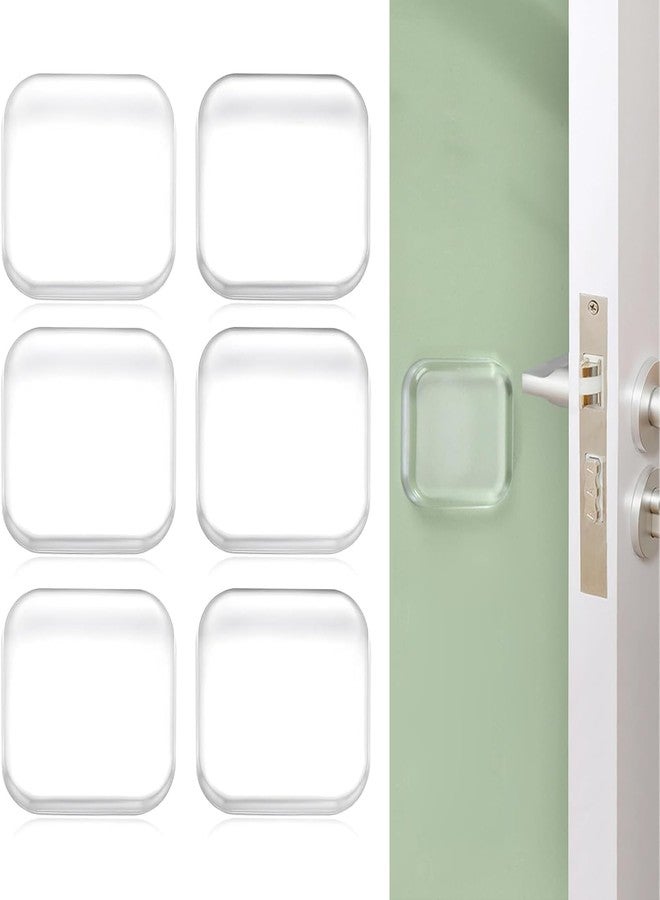 Veemok6 Pcs Door Stopper Wall Protector - Clear Square Wall Shield Bumper Guard from Door Knobs -Strong Self Adhesive Gel Pads - Washable, Reusable - Transparent Door Stop for Home, Office, Bathroom - Image 1