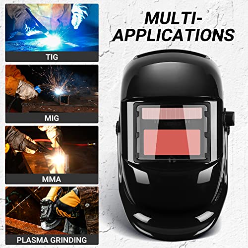 DEKOPRO Welding Helmet Auto Darkening : True Color Solar Powered Welding Hood with 2 Arc Sensors - Large Viewing Screen UV/IR Protection Wide Shade for Mig Tig Arc Weld Grinding Welder Mask - Image 2