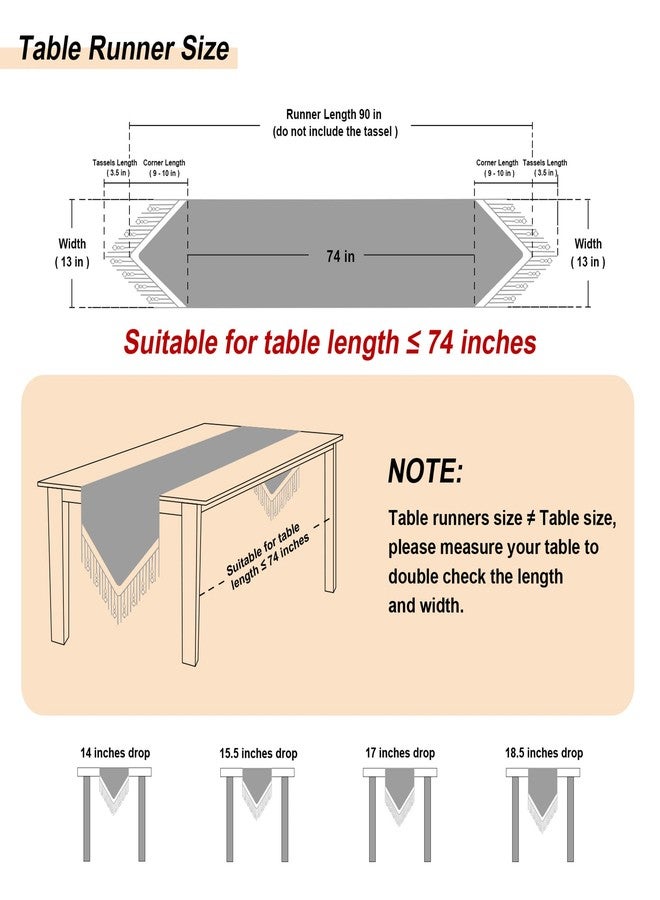 Loom and Mill Luxury Chenille Table Runner 90 Inches Long, Black Damask Jacquard Table Runners with Multi-Tassels for Halloween Dining Room Dresser Party Holiday Banquet Decorations(Black,13*90 inch) - Image 2