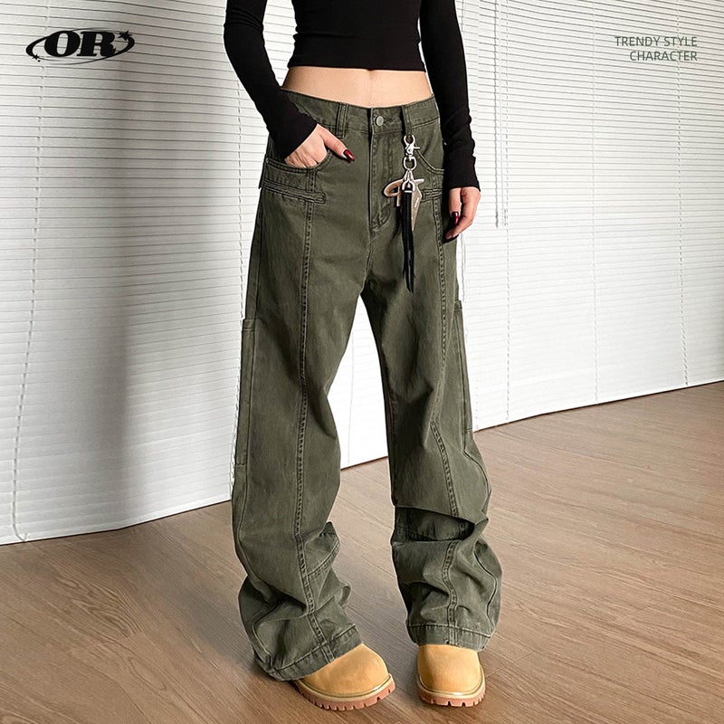Oreeta Cotton Straight Leg Pants – Mid-Waist Multi-Pocket Trousers for Men and Women - Image 2