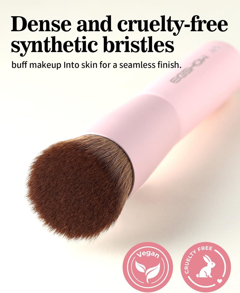 EIGSHOW Foundation Brush for Liquid Makeup, Flat Top Travel Kabuki Makeup Brush for Blending Liquid, Cream, and Powder, Dense & Soft Synthetic Bristles (F675-Pink) - Image 2