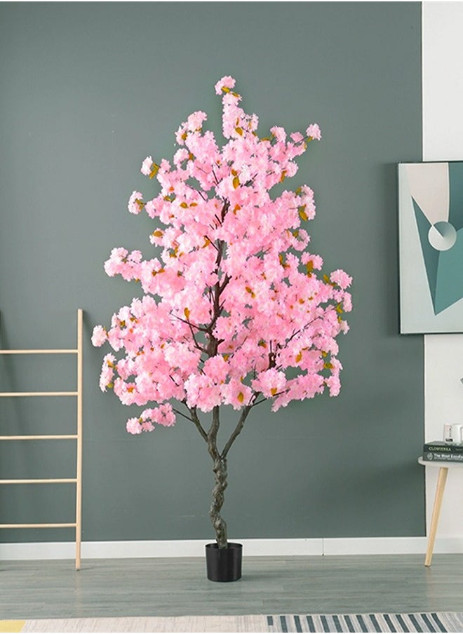 Generic - Nearly Natural Cherry Blossom Artificial Tree Fake Tree Faux Silk Plant with Plastic Nursery PotArtificial Plants for Home Office Indoor Decor - Image 1