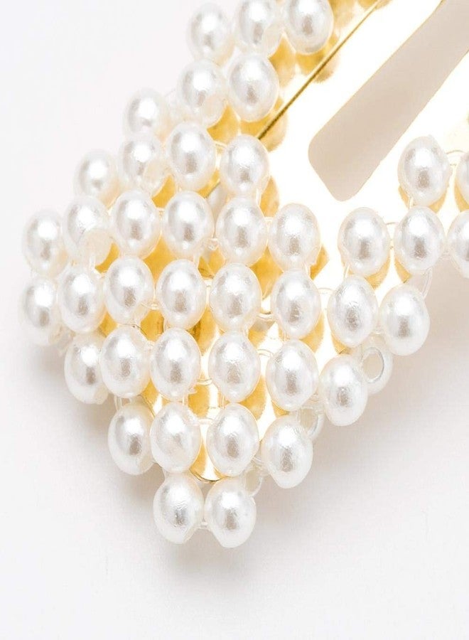 MYZON 5 PCS Pearl Hair Clips Large Hair Clips Pins Barrette Ties Hair for Women Girls, Elegant Handmade Fashion Hair Accessories Pearl Hair Clips/Ties/Hairpins for Party Jewelry Daily Use - Image 3