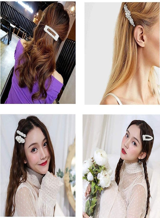 MYZON 5 PCS Pearl Hair Clips Large Hair Clips Pins Barrette Ties Hair for Women Girls, Elegant Handmade Fashion Hair Accessories Pearl Hair Clips/Ties/Hairpins for Party Jewelry Daily Use - Image 5