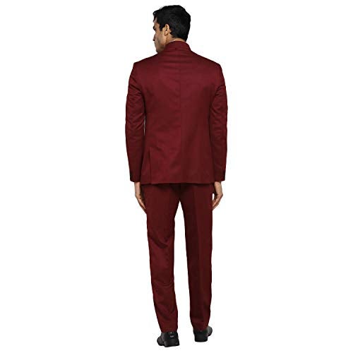 Royal Kurta Mens Viscose Bandhgala Suit (40" Coat 34" Pant, Maroon) - Image 4