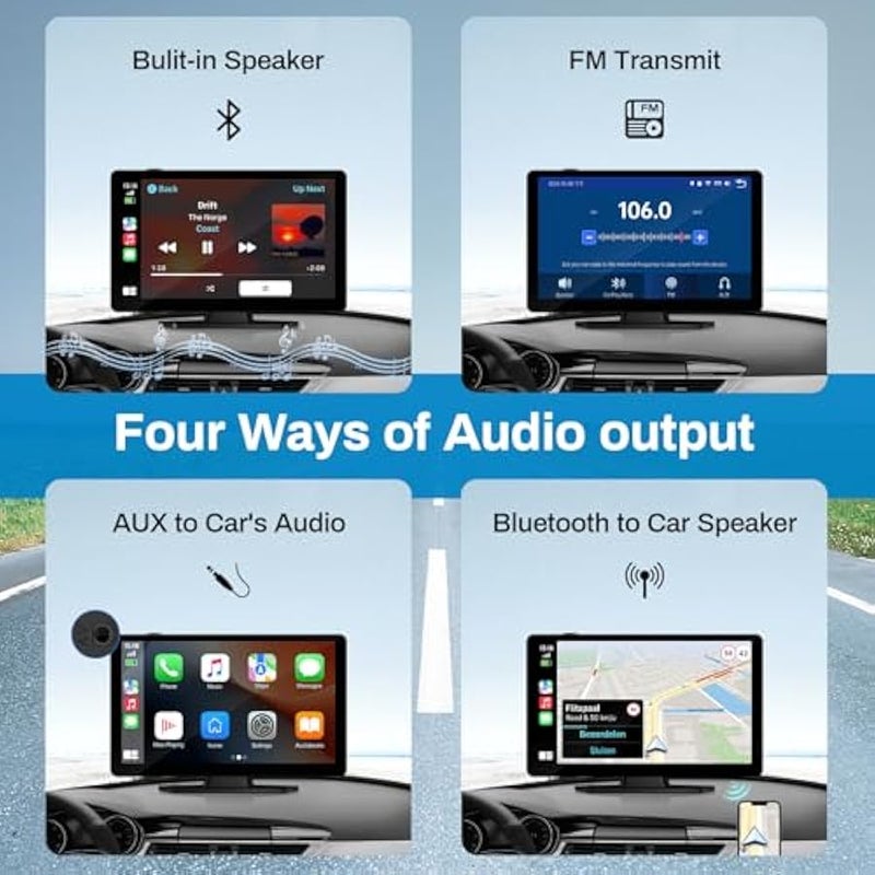 أنكوفو Wireless Carplay Screen for Car with 4K Dash Cam, 9 Portable Carplay & Android Auto, Car Touchscreen with 1080p Backup Camera, GPS/Voice Control/FM//Mirror Link/Bluetooth - Image 4