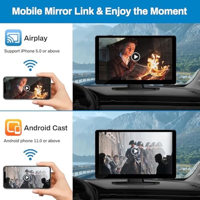 أنكوفو Wireless Carplay Screen for Car with 4K Dash Cam, 9 Portable Carplay & Android Auto, Car Touchscreen with 1080p Backup Camera, GPS/Voice Control/FM//Mirror Link/Bluetooth - Image 5