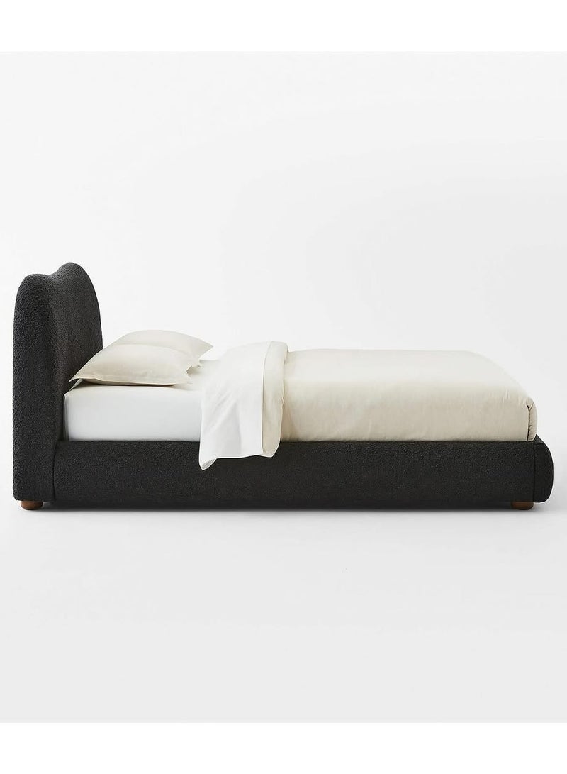 Karnak Moana-3 Bed with Upholstered Tandy Boucle Fabric â€“ Luxurious Bedroom Decor Black King Size 180x200cm - Image 4