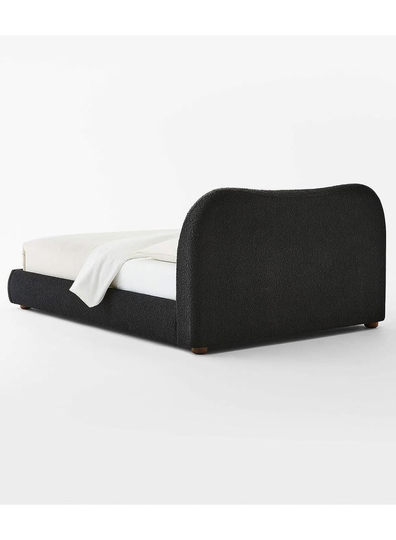Karnak Moana-3 Bed with Upholstered Tandy Boucle Fabric â€“ Luxurious Bedroom Decor Black King Size 180x200cm - Image 3