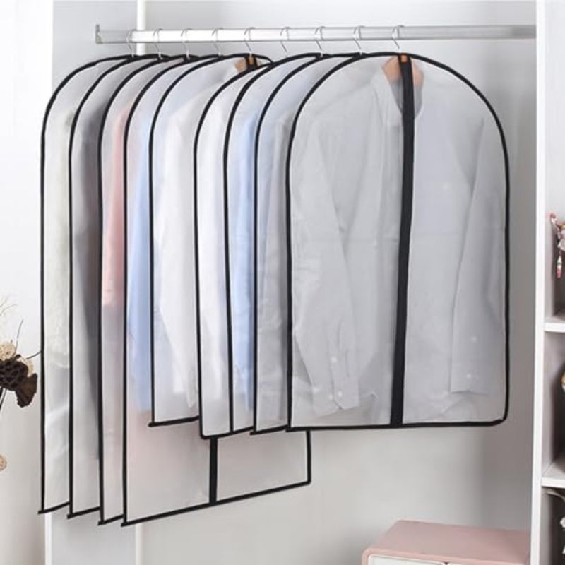 Extra Long Dress Garment Bags 60in Clear Hanging Lightweight Breathable Dust Cover with Study Full Zipper for Storage Clothes and Travel Pack of 6 - Image 3