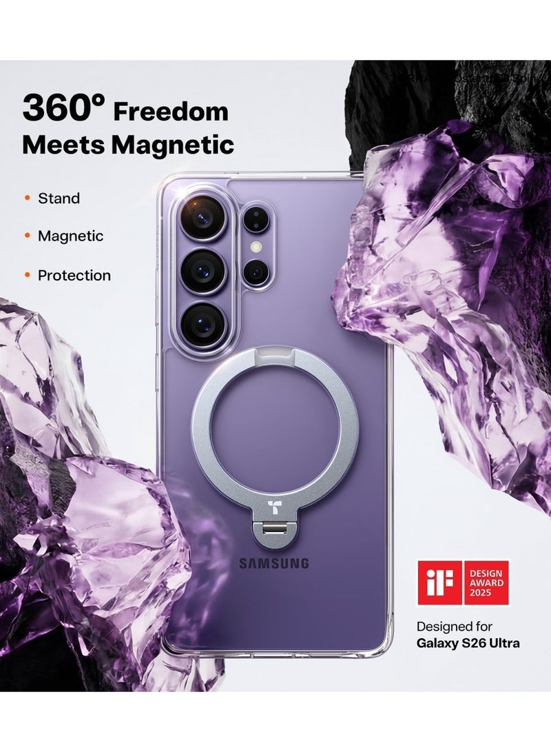 Ostand Q3 Spin Series for Samsung Galaxy S26 Ultra Case with 360 Magnetic Stand, Fit for Magsafe, 4X Mil-Grade Shockproof Case with Kickstand, Translucent Frosted, Transparent - Image 2