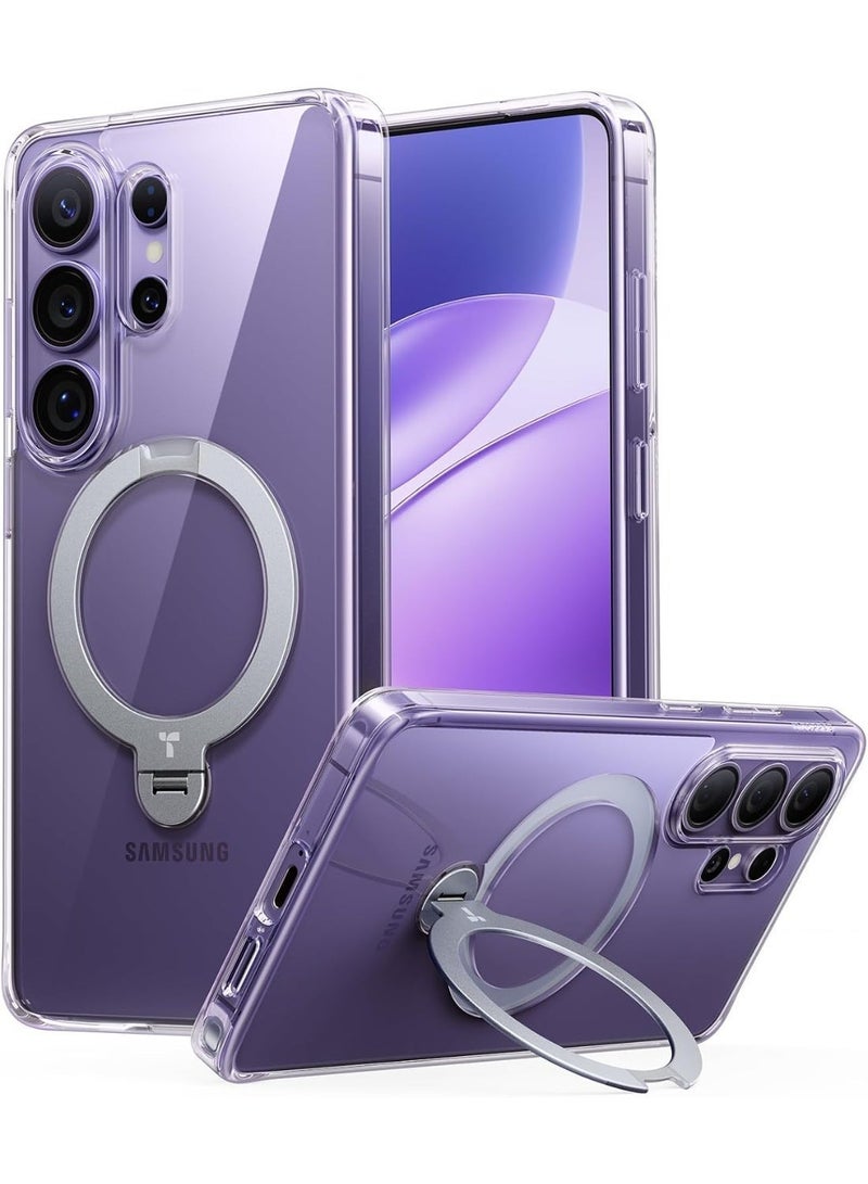 Ostand Q3 Spin Series for Samsung Galaxy S26 Ultra Case with 360 Magnetic Stand, Fit for Magsafe, 4X Mil-Grade Shockproof Case with Kickstand, Translucent Frosted, Transparent - Image 1