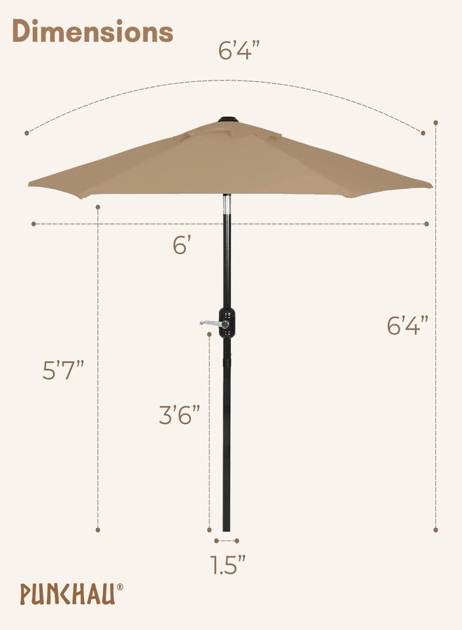 Punchau 6 Ft Outdoor Patio Umbrella, Easy Open/Close Crank and Push Button Tilt Adjustment - Black Market Umbrellas - Image 2