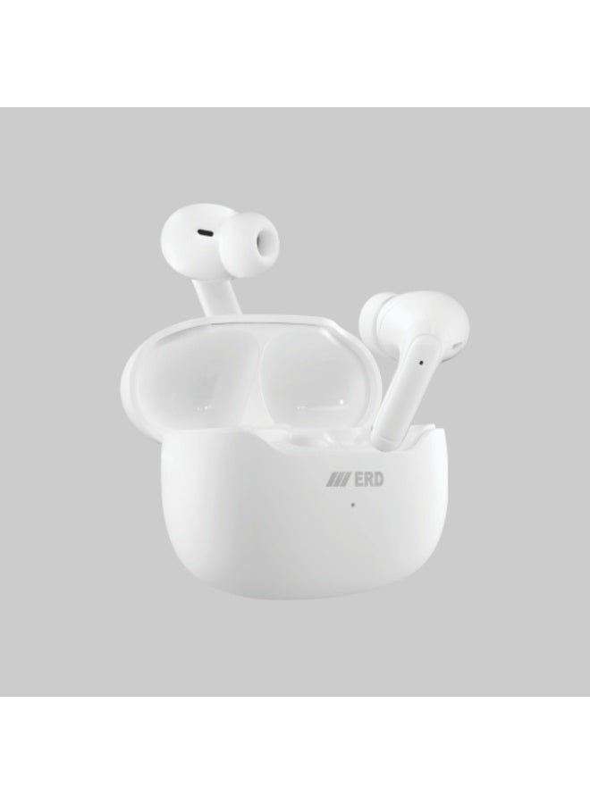 ERD سماعات أذن لاسلكية ERD TWS-601 - أبيض | صوت ستيريو لاسلكي حقيقي | محركات 10 مم | 30 ساعة من وقت التشغيل | تحكم باللمس | تقليل الضوضاء - Image 2