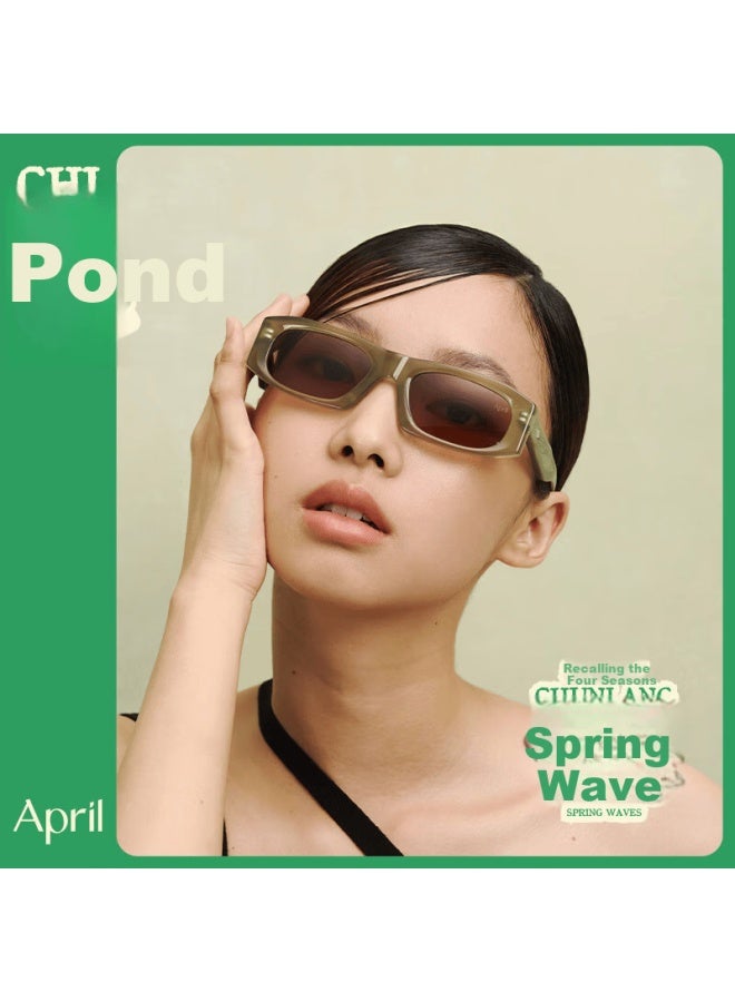 Aprilss Spring Lang Series Handmade Trendy Fashion Acetate Sungl For Men And Women, Uv Protection - Pool - Image 1