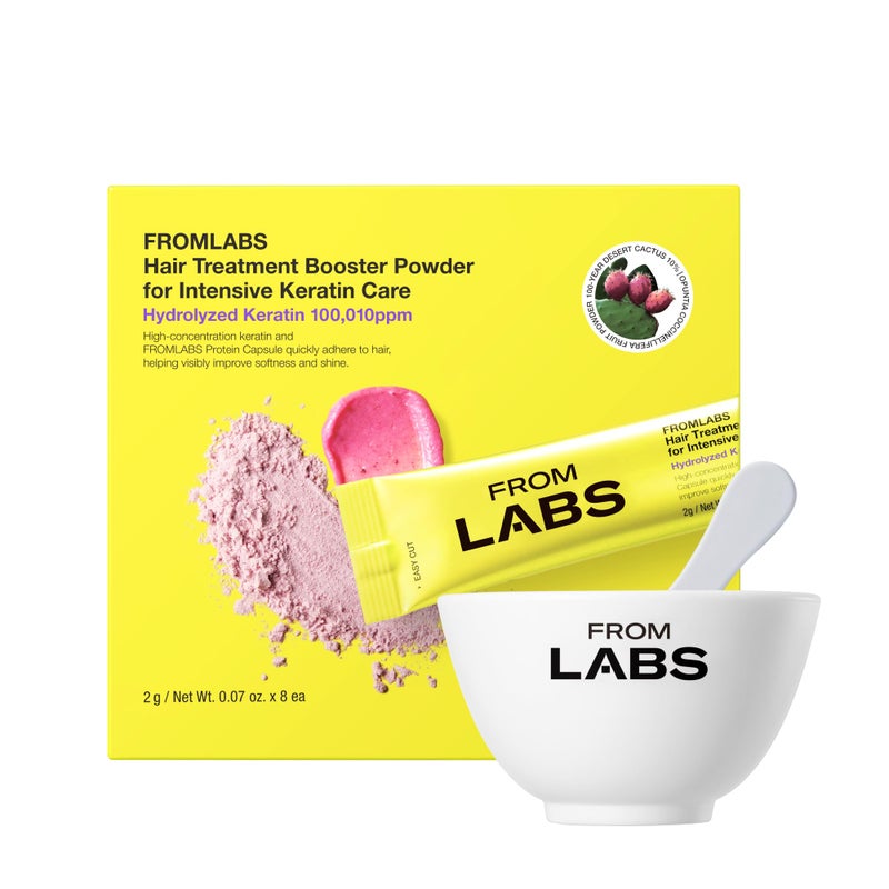 FROMLABS Hair Treatment Booster Powder for Intensive Keratin Care, Mix with FROMLABS Protein Capsule Hair Repair Treatment, For Damaged, Bleached & Frizzy Hair, 2g*8 Singleâ€‘Use Packets(Powder only) - Image 1