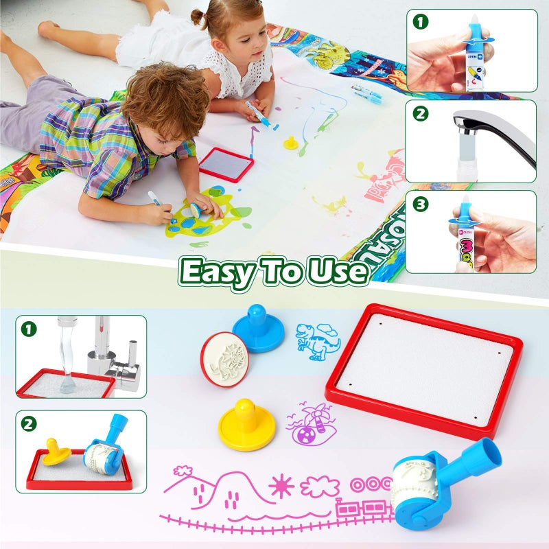 Jasonwell Aqua Water Doodle Mat 60x40 Inches Large Magic Drawing Doodling Mat Coloring Mat Educational Toys Christmas Birthday Gifts for Kids Toddler Boys Girls Age 2 3 4 5 6 7 8 Year Old (Dinosaur) - Image 5