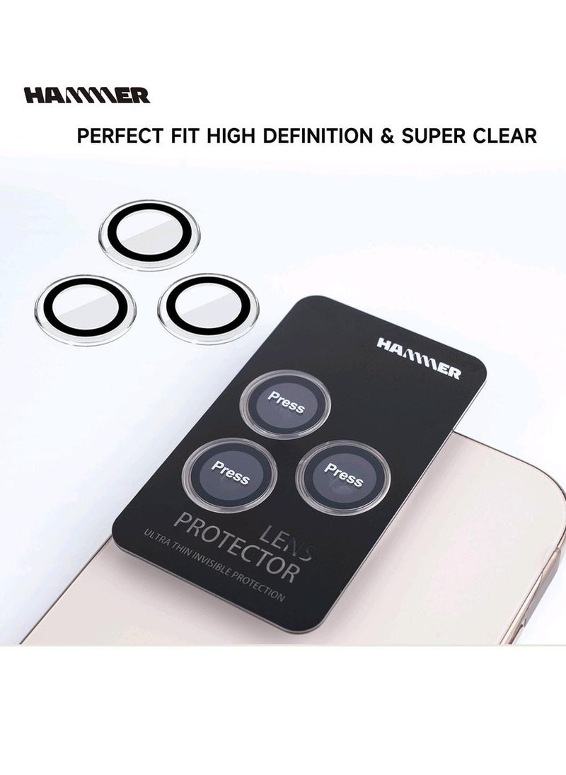 Hammer package complete iPhone 16 Pro comes with 2 transparent front protectors, a cover, and a slim crystal case anti-yellowing, drop-resistant, with a tilt degree, full lens protection, anti-scratch