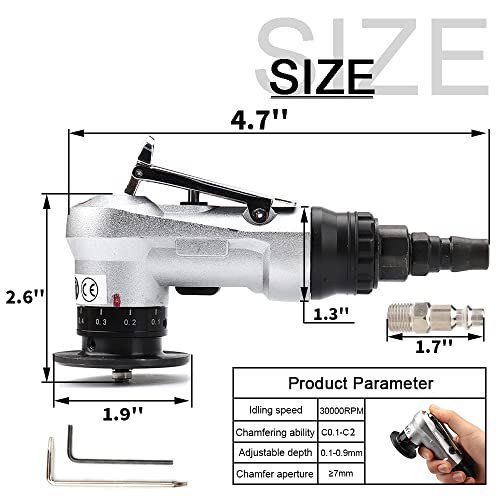 SI FANG Mini Pneumatic Chamfering Tool with Replace Blades Inserts and Bearings, 45 Degree Air Chamfer Deburring Tool, Portable Chamfering Machine for Metal C0.1-2 Angle Quick Trimming Beveling - Image 3