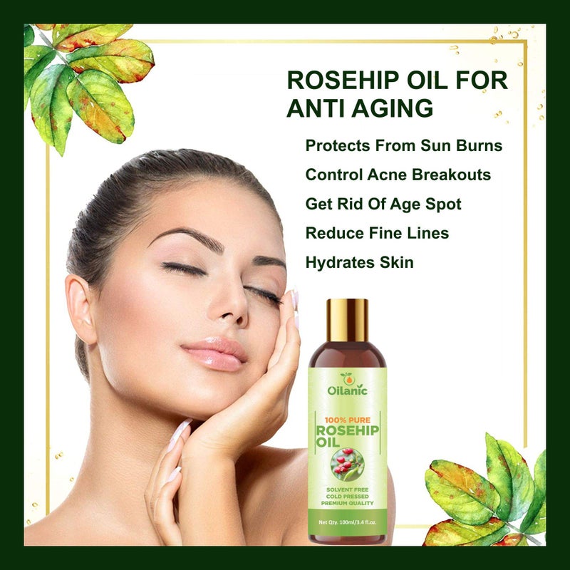 Oilanic?100% Pure & Natural Olive Oil, Pomegranate Oil & Rosehip Oil Combo pack of 3 bottles of 100 ml(300 ml) - Image 4