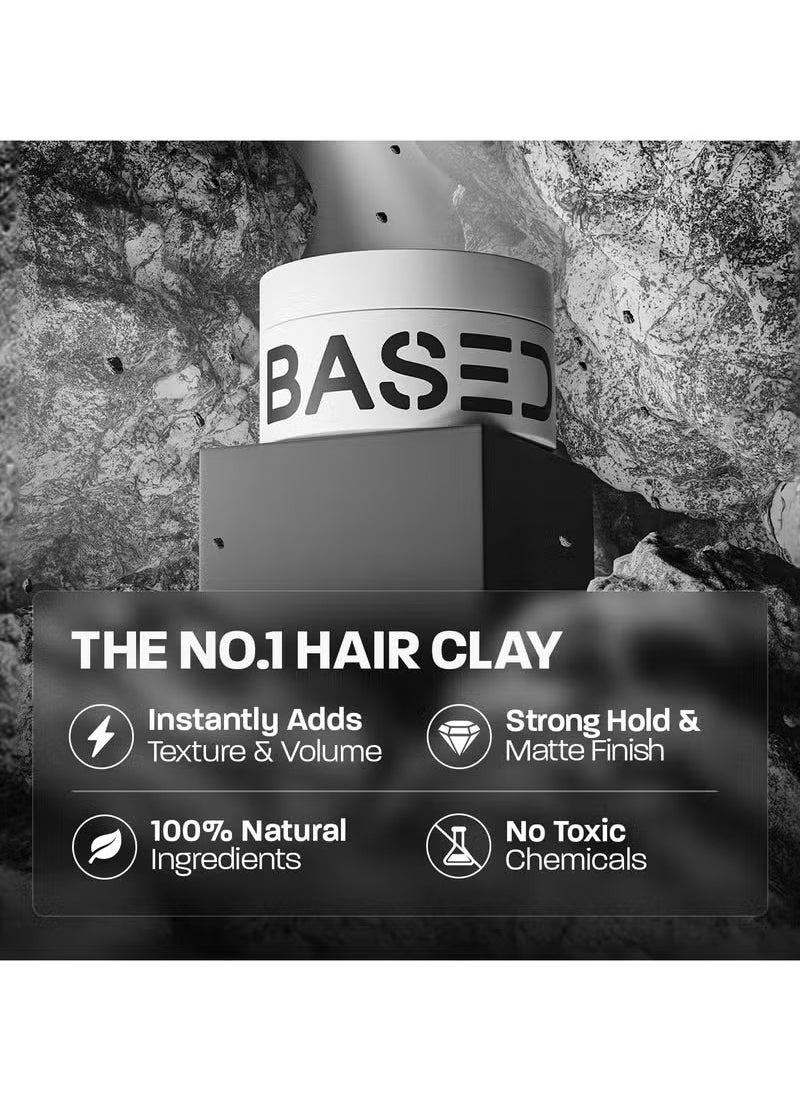 Based Hair Clay for Men, Premium Hair Clay with Strong Hold, Texturizing Finish, & Zero Shine, Styling Clay for Medium, Thick, Straight, or Wavy Hair, Santal Sandalwood Fragrance (3oz Pack of 1)  - Image 2