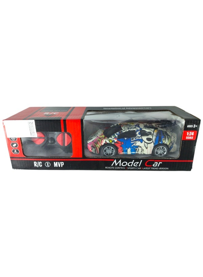 GTG TOYS Remote control racing car, 1:24 scale, colorful graffiti design, plastic, 4 channels, for children aged 3 and up - Image 1