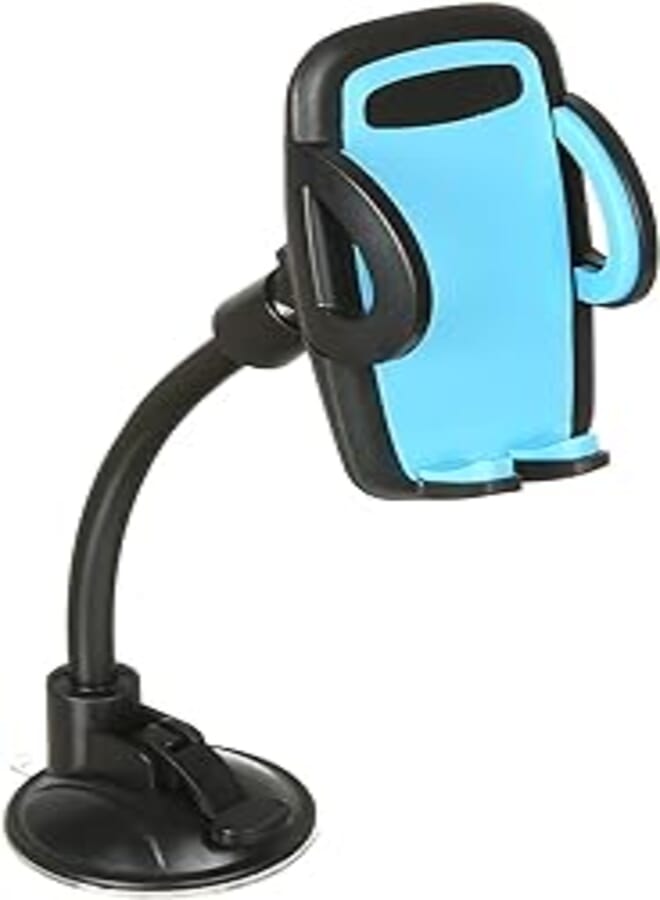 OR Car Phone Holder JS-041 2in1 for Dashboard/Windshield with 360° Rotation, Arms Height adjustable Stable fits all smartphones - Light Blue