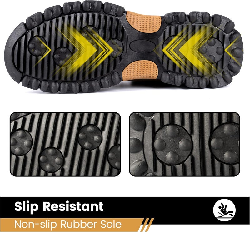 Dinggu Steel Toe Shoes for Men, Safety Mens Work Shoes Comfortable Indestructible Construction Shoes Leather - Image 5