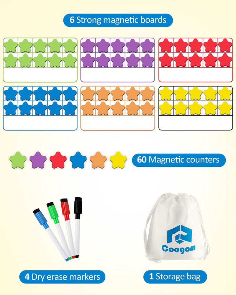 Coogam Magnetic Ten-Frame Set, Math Manipulative EVA Number Counting Games, Montessori Educational Toy Gift for Kindergarten Classroom Kids 3 4 5 Year Old - Image 2