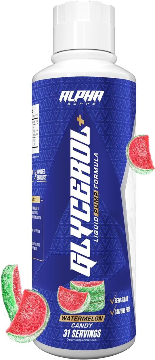 ALPHA SUPPS Glycerol Liquid Pump Formula  HighPerformance StimulantFree Liquid Glycerol and Citrulline Supplement for Enhanced Hydration Endurance  Muscle Pumps 31 Servings Watermelon Candy - Image 1