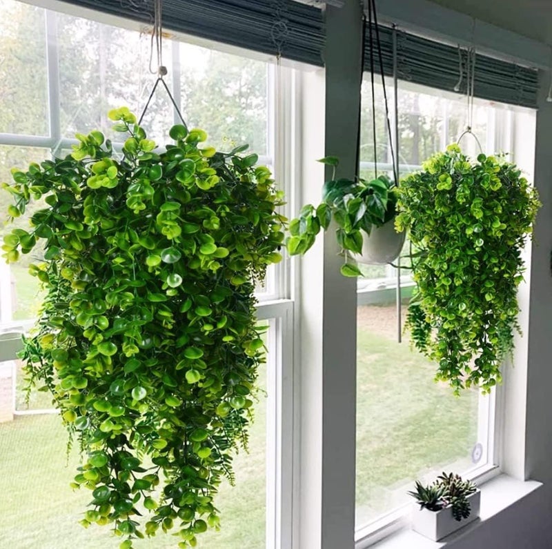 WYTE ORIGIN 2Pcs Artificial Hanging Plants Fern Vine - Fake Ivy Leaves Decoration for Indoors & Outdoors, Faux Foliage Greenery Decor for Living Room, Balcony, Garden, Bedroom (2Pcs) (Green-e) - Image 1